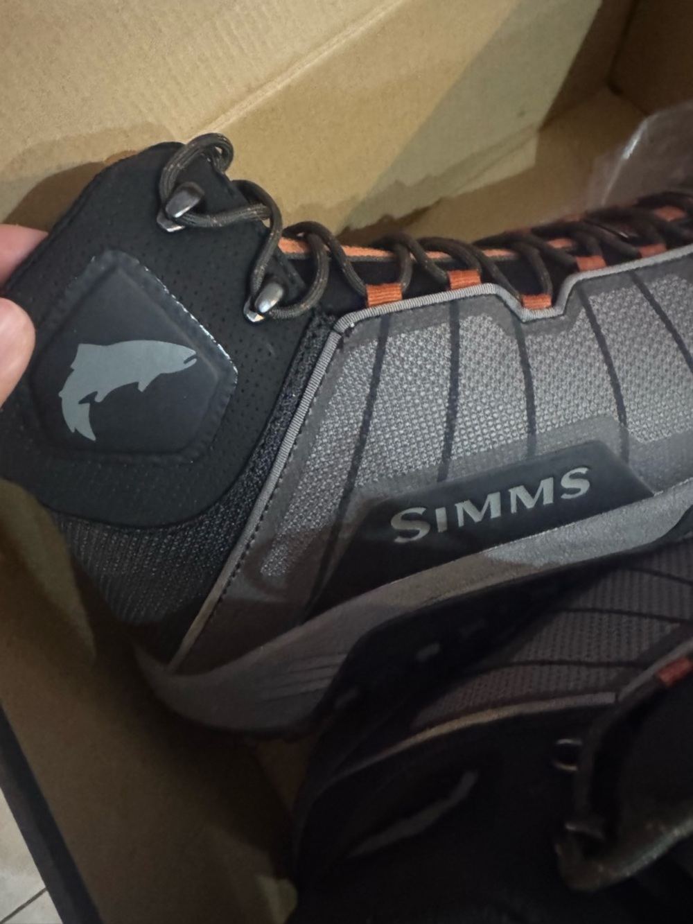 Simms Men's Flyweight Gray and Orange Fishing Boots